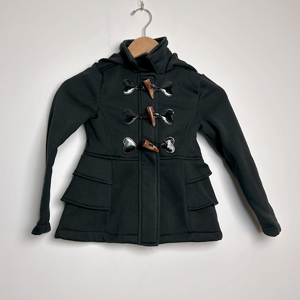 Pink Platinum |Black Toggle Clasp Coat with Heart detail sz 6x